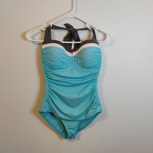 Tommy Bahama aqua one piece bathing suit luxury tropical resort wear womens sz 4